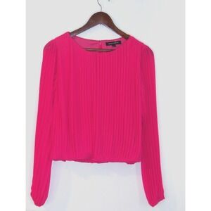 Jealous Tomato‎ Womens Bright Pink Pleated Blouse Top Long Sleeve Top Size Small